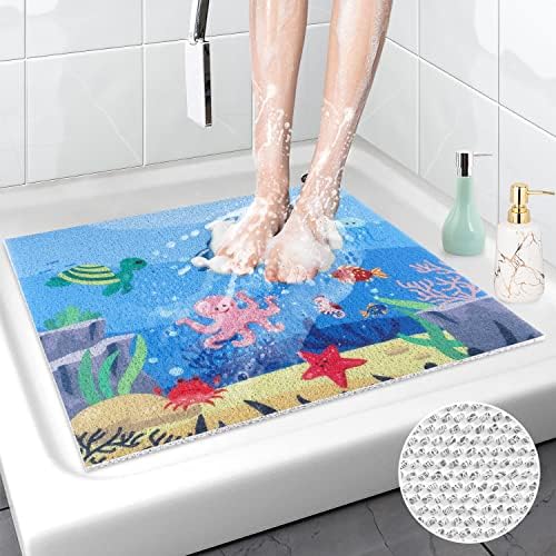 Square Loofah Shower Mat 60 x 60 cm, Non Slip Loofah Bath Mat with