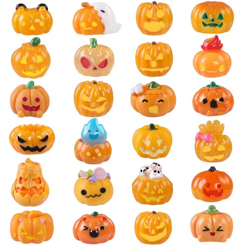 DIYDEC 24pcs Halloween Mini Resin Pumpkins, Tiny Figurines to Hid...