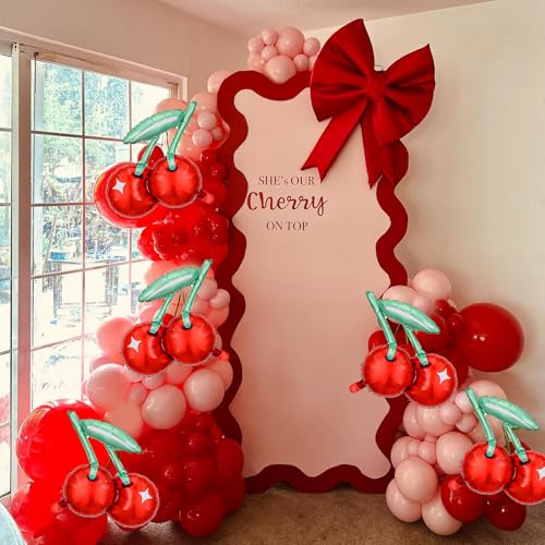 Image of Cherry-Balloons Summer-Birthday-Balloon 6PCS 20inch Red Fruit Cherry Themed Balloons Happy Birthday Party Decorations Wedding Baby Shower Supply
