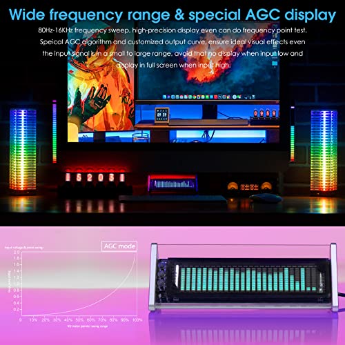 Image of [Upgraded] VFD Audio Spectrum Analyzer Bluetooth 5.0 Receiver 3.5mm AUX Selector (Silver)
