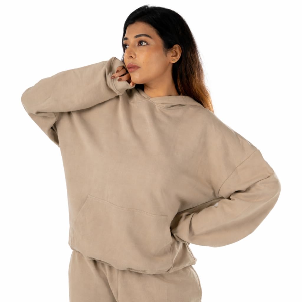 Oversized Hoodie & Wide-Leg Pants Co-Ord Set – Premium Cotton Tracksuit | Casual Streetwear Lounge Set (IN, Alpha, M, Regular, Beige/Sand)-image-17