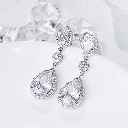 SELOVO Teardrop Drop Dangle Earrings Silver Tone Party Jewelry3