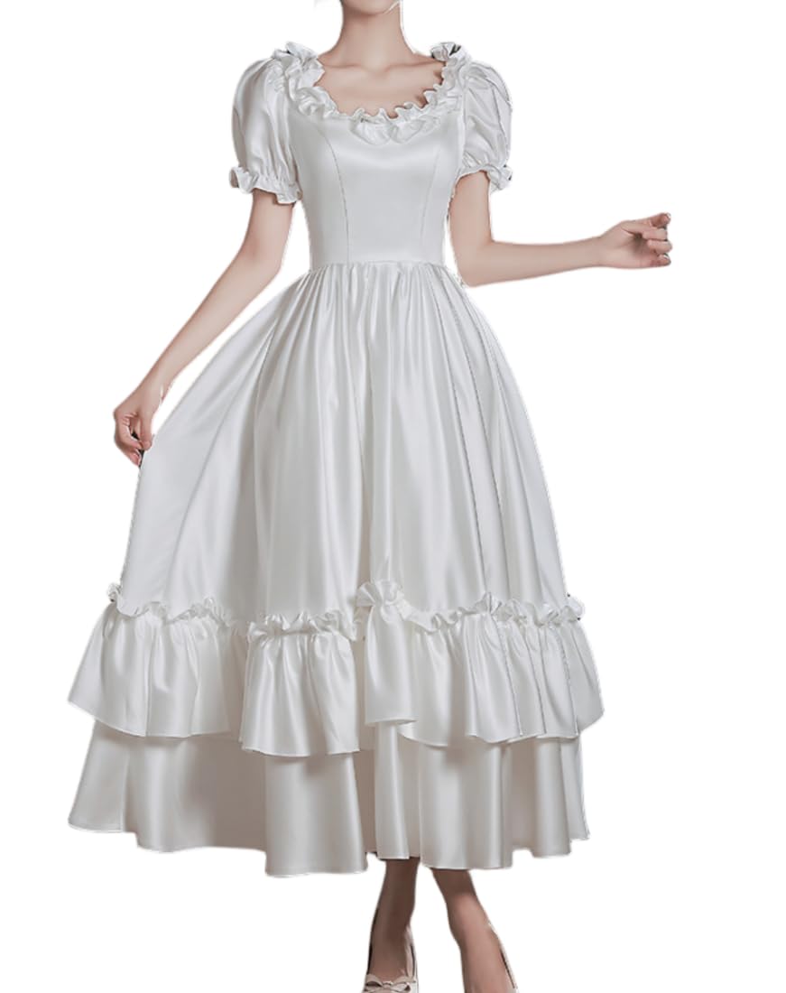 Hengsha Pling Victorian Ball Gown for Women Marie Antoinette Dress Off Shoulder Satin Princess Gown