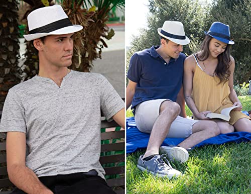 Image of Simplicity Fedora for Men Women Unisex Men's Women's Classic Manhattan Structured Gangster Trilby Fedora Hat