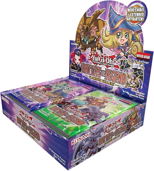 Yugioh! Battles of Legend: Glorious Gallery Display Box (24 Booster Packs) NEU & OVP - DEUTSCH 1.Auflage und BB-Toy-Trades Toploader