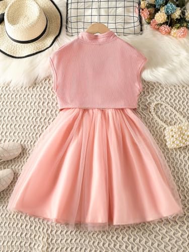 Image of Girls Peach Floral Embroidered Party Dress with Matching Shrug | Sleeveless Tulle A-Line Frock for Kids | 2-Piece Birthday & Festive Outfit(DW-100)