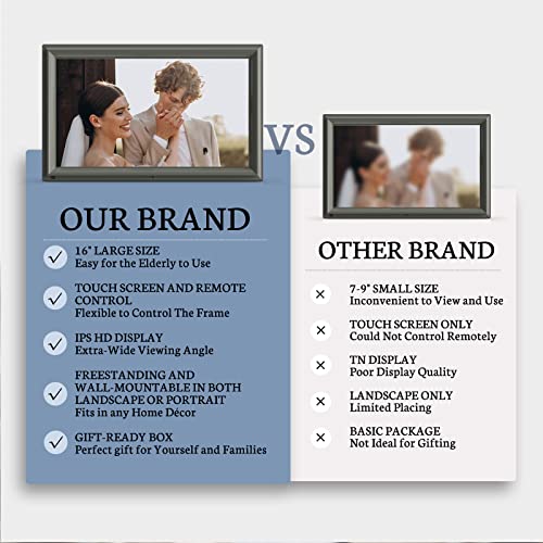 Bsimb 16-Inch 32Gb Fhd Large Wifi Digital Picture Frame 1920 X 1080 Ips Touch Screen Smart Photo Frame, Auto-Rotate, Wall-Mounted, Easy To Share Photos And Videos Via App&Email, Gift For Grandparents #TOP6