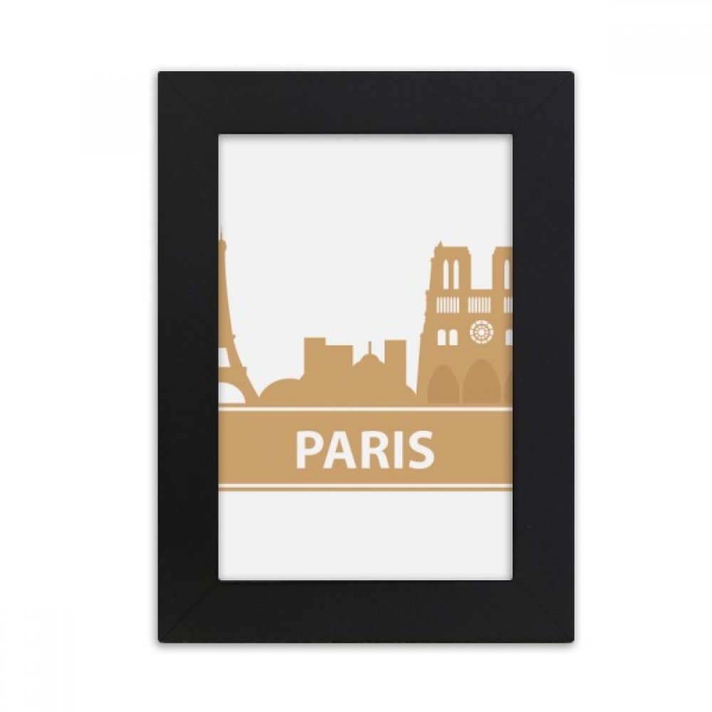 Cadre photo noir motif français Paris jaune pour image 4x6
