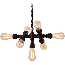 Loft Industrial Style Water Pipe Chandelier Restaurant Coffee Shop Creative Iron Chandelier Retro Leisure Bar Table Dining Table Lamp Warm Chandelier