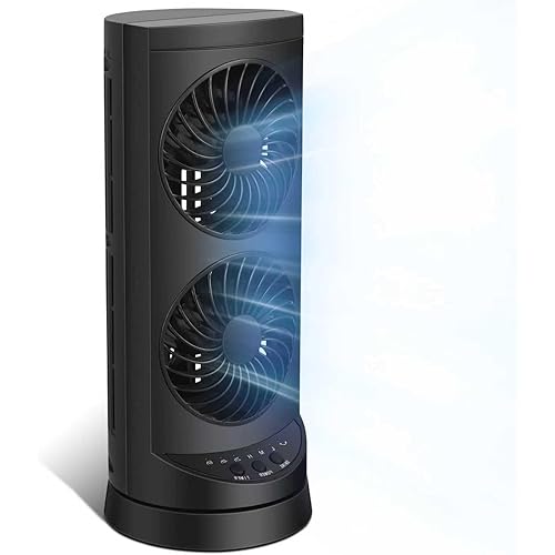Personal Tower Fan for Bedroom, Portable Desk Table Fan，3 Speeds Cooling Standing Fan with 12H Timer, 60° & 110° Oscillating Floor Tower Fans That Blows Cold Air for Bedroom Office,Grey