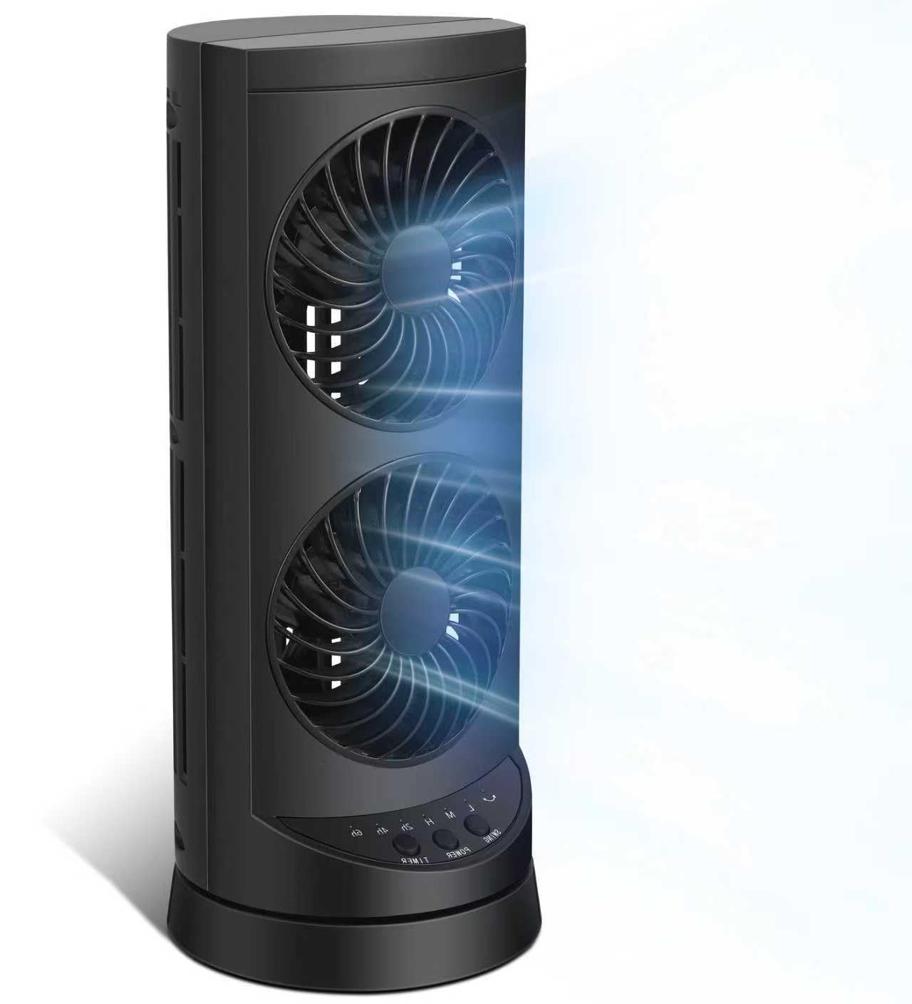 Personal Tower Fan for Bedroom, Portable Desk Table Fan，3 Speeds Cooling Standing Fan with 12H Timer, 60° & 110° Oscillating Floor Tower Fans That Blows Cold Air for Bedroom Office,Grey