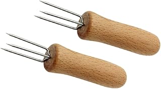 SECFOU 2Pcs Garfo Garfos De Metal Suportes De Metal Espetos De Aço Inoxidável Espetos Para Grelhar Alças Para Churrasco Garfos De Três Dentes Garfos De Aço Inoxidável Garfos Para