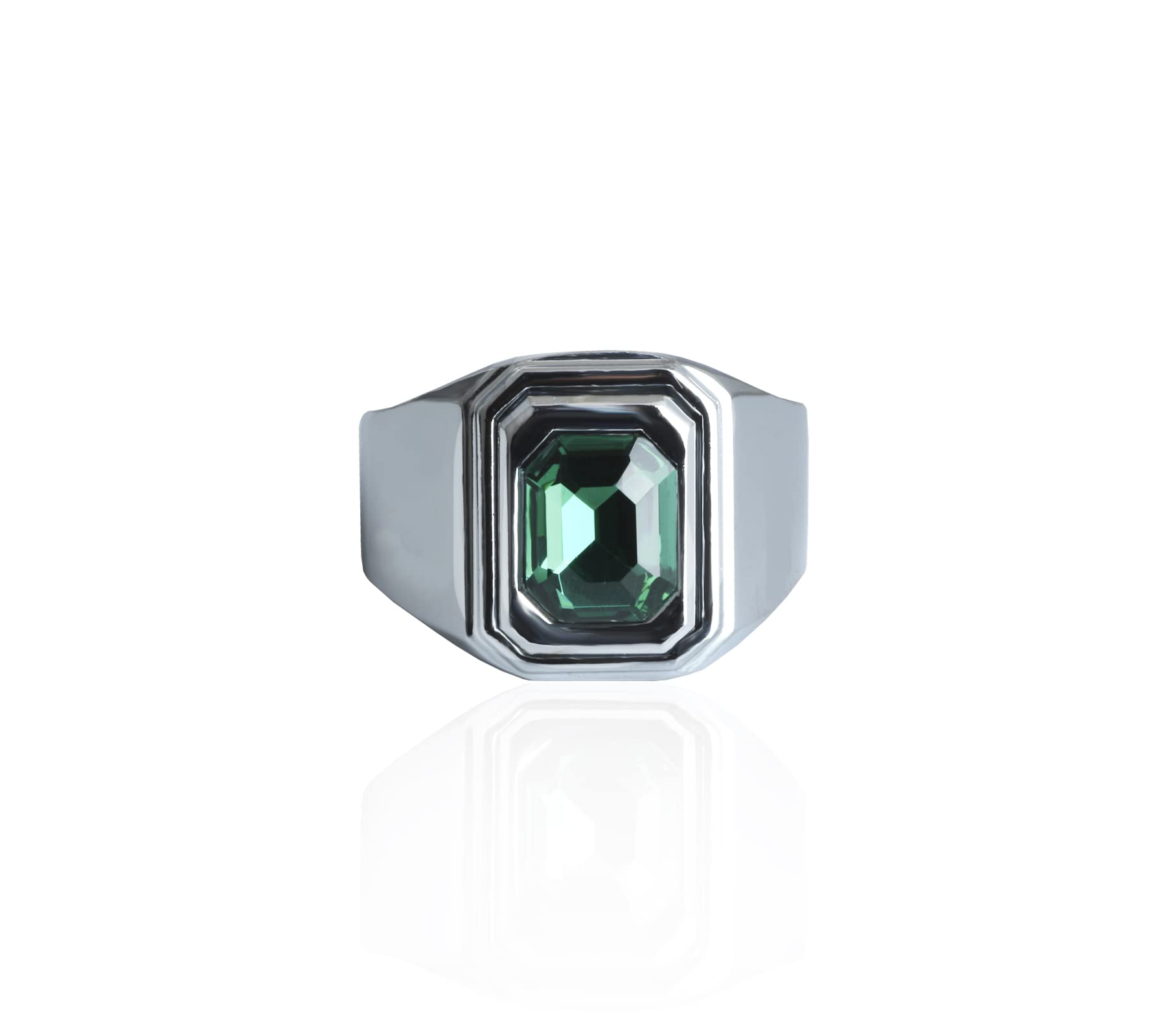 Waama Jewels AD Studded Silver Metal Rings for Men & Boys Brass Silver Plated Ring Brass Silver Plated Ring (Green, 21) (B09SD7FYRC) Amazon Price History, Amazon Price Tracker
