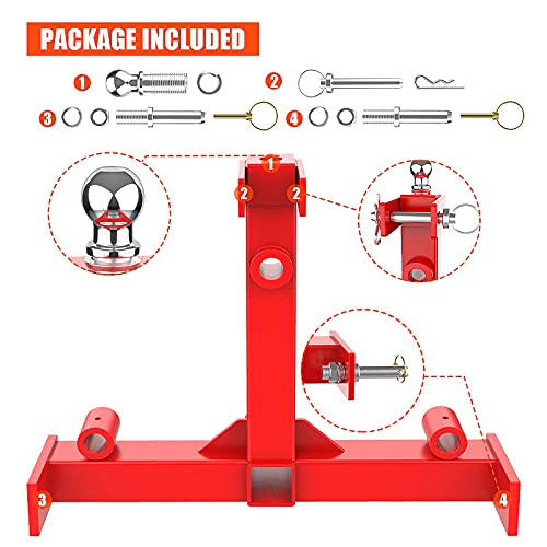 Sulythw 3 Point 2" Trailer Hitch Receiver, 3Pt Quick Hitch Category 1 Attachment, 3000Lbs Capacity With Trailer Ball Gooseneck 3 Point Trailer Hitch Tractor Tow Drawbar #TOP3