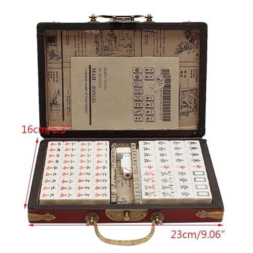Set de Mahjong Chino compacto con estuche de madera miniatura 5