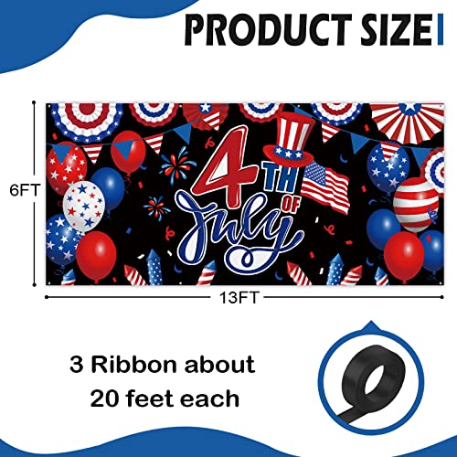 Croar 4Th Of July Large Backdrop Patriotic Usa Garage Door Banner Decoration 6X13 Ft, American Flag Door Cover Wall Photo Banner, America Stars And Stripes Photography Background Outdoor Party Decor #TOP1