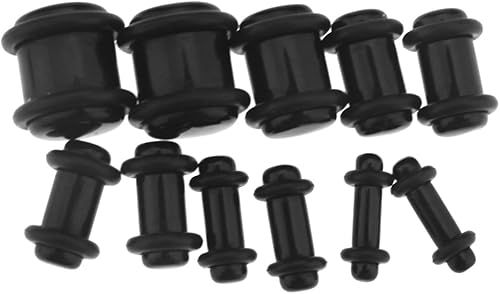 Miniatura 6 de Kit expansor de tapones para los oídos acrílicos negros, 36 unidades, dilatadores cónicos