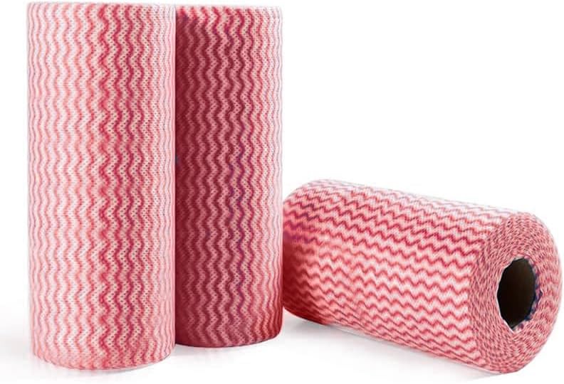 Handi Wipes - Paños reutilizables, rollo de toalla de limpieza de cocina desechable roja, paño en J resistente, 50 unidades