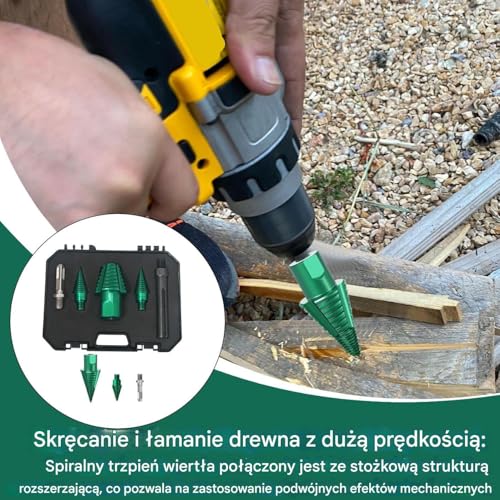 Wood Splitter, Firewood Splitter, 7.87x5.91x1.77 Inches, Screw Driver Tool, Durable Removable Splitting Head for Tree Stump, Yard Work, Crafting, Home, Outdoor, Camping, Farm