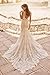 Memphty Spaghetti Straps Lace Appliques Tulle Wedding Dresses for Bride Long V Neck Mermaid Beach Boho Bride Gowns with Train White