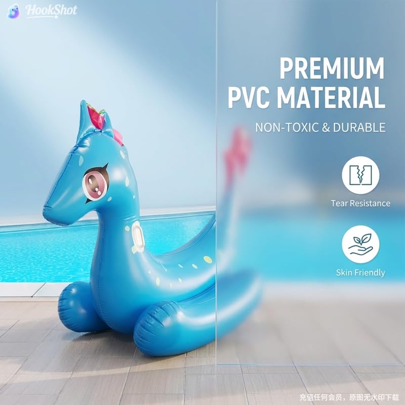 Vintix Aufblasbare Wippe Pferd Design Pool Schwimmspielzeug aus PVC, Maximal Tragfähigkeit 200kg, Wasserspielzeug für Garten & Pool, Tierform Wippstuhl für Erwachsene und Kinder 180 * 80 * 90cm