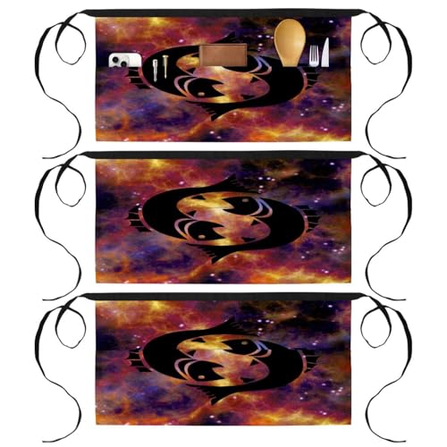 Tablier court de chef lot de 3 avec 3 poches pour cuisine et bistrot