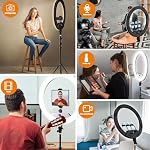 22" LED Ring Light, with 75" Tripod/LCD Display/3 Phone Clips/ 2 USB Ports/Wireless Remote, Adjustable 2600K-6500K Color Temperature, for YouTube Facebook Live TikTok Video Recording Vlog