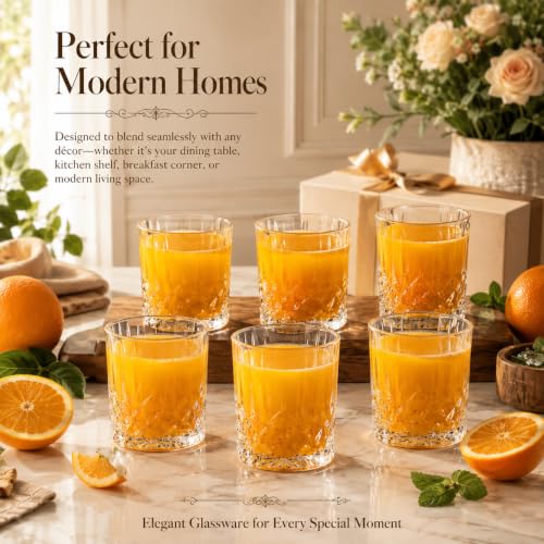 Image of bellemax Water & Juice Glasses 278 ML & 340 ML, Drinking Glasses for Home, Kitchen, Dining, Restaurant & Party, Premium Tumbler Glasses for Water, Juice & Beverages Set of 12