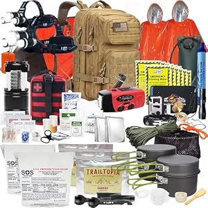 Denver: Premium 72 Hour Survival Backpack with Supplies – Bug Out Bag Backpack – Upgraded Go Bag Emergency Backpack w/Complete Tactical Survival Kit – Bug Out Bag Survival Kit for 2 (Khaki)