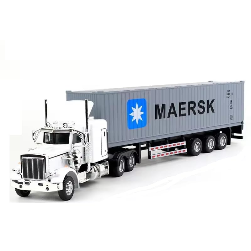 Image of 1 /32 Diecast Truck Toy Car Model Removable Transport Container Lorry Vehicle with Light Pull Back Toy Boys (White-Grey)