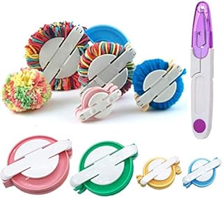 Wayion Pom Pom Maker Art DIY 4 Size Fluff Ball Bobble Weaver Needle Craft Knitting Wool Tool Kit with a Thread Cutter Scissors