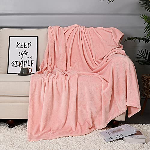 Image of NANPIPER Fleece Blankets, Super Soft Flannel Queen Size Blanket for Bed, Luxury Cozy Microfiber Plush Fuzzy Blanket,Pink