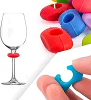 Kit com 12 Marcadores de Silicone P/Taça de Vinho Champanhe