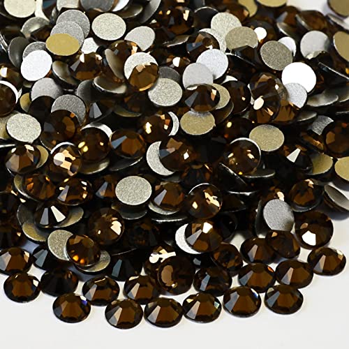 Yantuo Crystal ss20 Flatback Rhinestones Smoked Topaz 1440 Pack, 4.8 mm Non Hotfix Glass Rhinestones Diamond Cut Stone For Tumbler, Cup, Shoes, Clothing, Nail Art,Wedding, DIY Bling Decoration