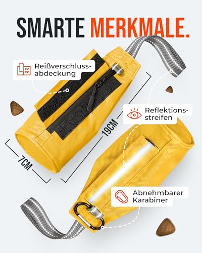 ZAUBERPFOTE Futterbeutel 'Joy' - Mit wasserfestem YKK® Reißverschluss - Apportierbeutel für Hundetraining - Ideal für Leckerlies – Praktische & robuste Leckerlitasche für Hunde