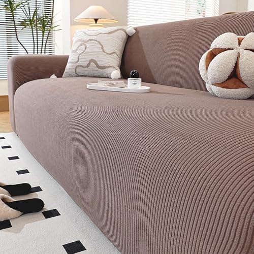 セクショナルソファ用のプラッシュフリース製ソファカバー、3人掛けソファ、ラブシート、ペット対応スリップカバー、リビングルーム用 Curry Single