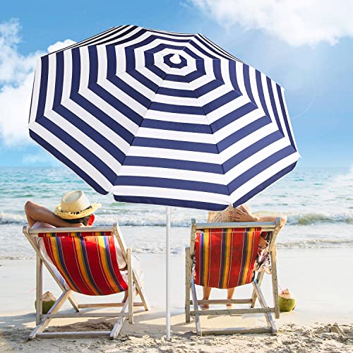 Parasol Deporte Sekey Parasol De Jardin 160 Cm GRS Certifié U2013 Réglable En Hauteur & Inclinaison, UPF50+ Avec Polyester Recyclé Imperméable & 8 Baleines Antivents Parasol Anti Uv Plage