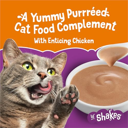 Friskies Purina Pureed Cat Food Topper,Lil’ Shakes with Enticing Chicken Lickable Cat Treats - 1.55 oz. Pouches,(Pack of 32) - image 3