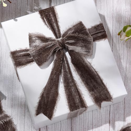 Preboun 4 Rolls Christmas Velvet Ribbon 24 Yards,Brown,1.5 Inch by Preboun - Used condition - Image 4