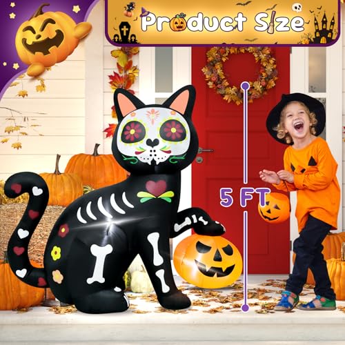 VIKIMORA 5FT Skeleton Cat Halloween Inflatable Decoration - image 2