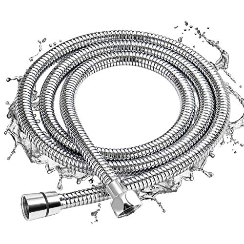 ACGAM Tuyau de Douche 2M, Chrome Flexible Tuyau de Douche Universel Extensible Tuyau en Acier Inoxydable Anti-Explosion, Anti-Torsion et Anti-Corrosion