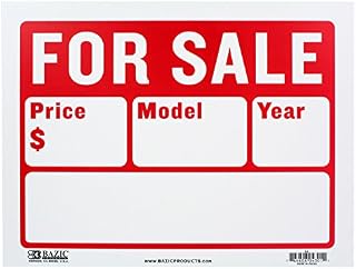 BAZIC 9" X 12" For Sale Sign for Car and Auto Sales (2-Line)