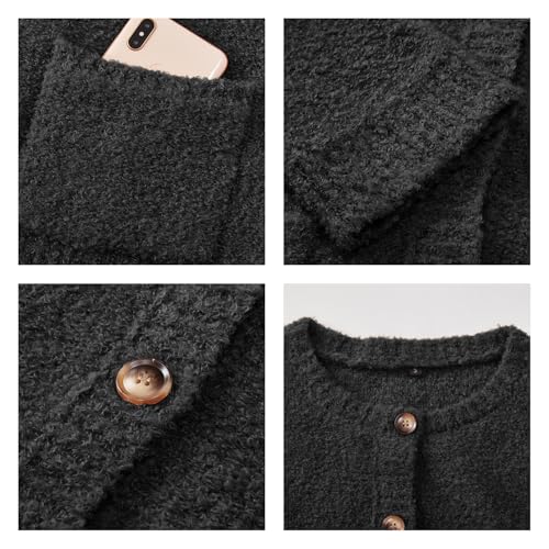 Image of Arach&Cloz Women's Open Front Cardigan Sweaters Fall Fashion Button Down Knit Chunky Outwear Coats with Pockets