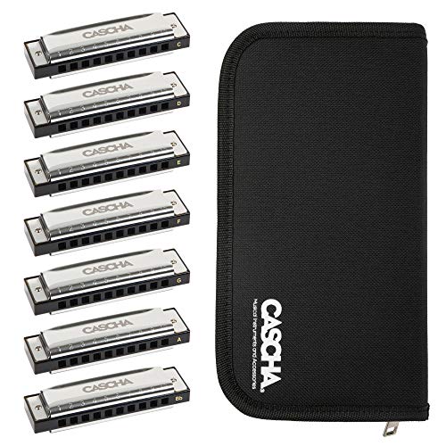 HH 2223 CASCHA BLUES Harmonica Set avec Sac Diatonique 7 Tonalités C – D – E – F – G – A – BB - Les Beatles, Paul McCartney, John Lennon, RIngo Starr, George Harrison HH 2223 CASCHA BLUES Harmonica Set avec Sac Diatonique 7 Tonalités C - D - E - F - G - A - BB
