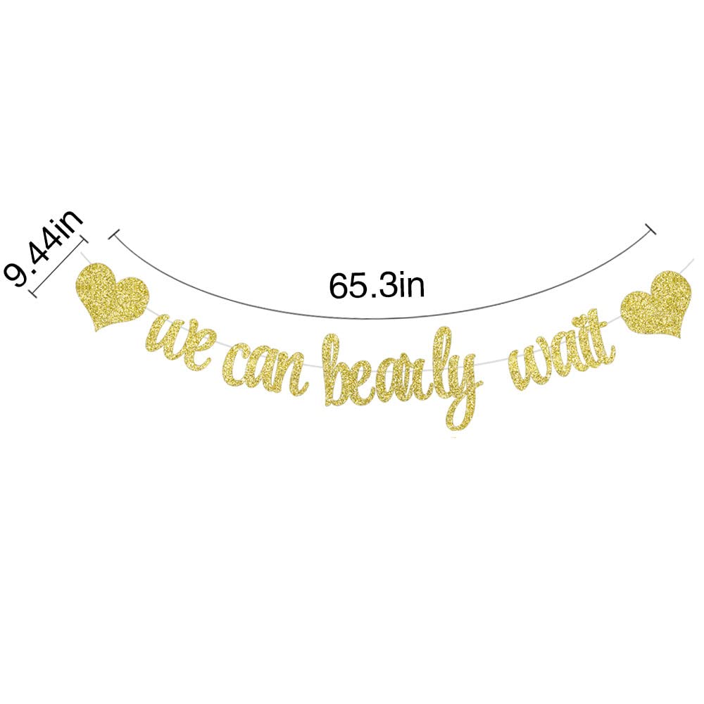 PALASASA We Can Bearly Wait Banner, Glitter Baby Shower Decorations Gender Reveal Party Supplies For Bear Theme Gold