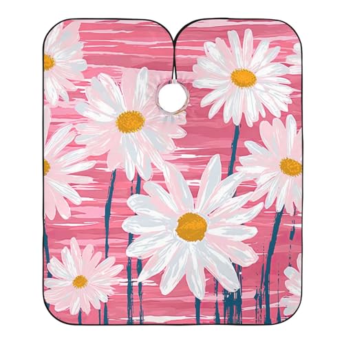 Capa blanca linda con margaritas para corte de cabello, impermeable, profesional para barbería y salón con cierre ajustable de broche para peinados y estilismo miniatura 2