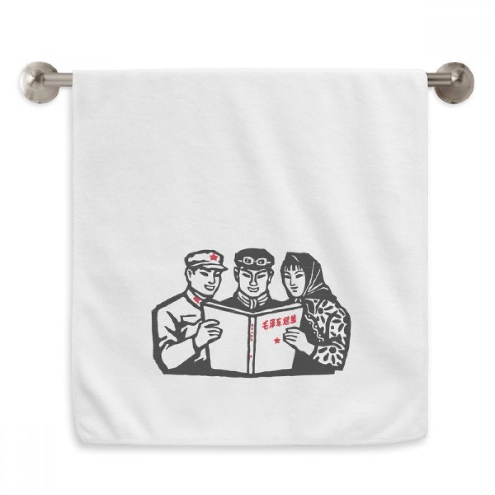 Anthologie Chinoise serviette de toilette blanche 33x74 cm Mao Zedong