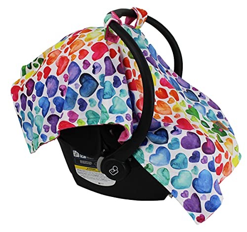 Image of DEAR BABY GEAR Heart Deluxe Car Seat Canopy - Double Layer, Bright Colored Hearts, Hot Pink Smooth, Hot Pink, 40 x 30 Inches