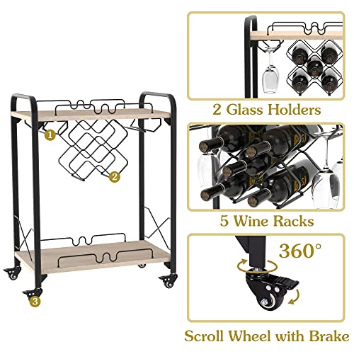 Jubao 2023 New Bar Carts For The Home & 4-Tier Bakers Rack For Kitchen Living Room Dining Room, With 360° Rotation Lockable Wheels, Kitchen Shelf, Microwave Stand #TOP4