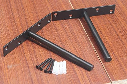 8 Pcs 6" Black Floating Shelf Bracket Solid Steel Blind Shelf Supports - Hidden Brackets for Floating Wood Shelves - Concealed Blind Shelf Support – Screws and Wall Plugs Included